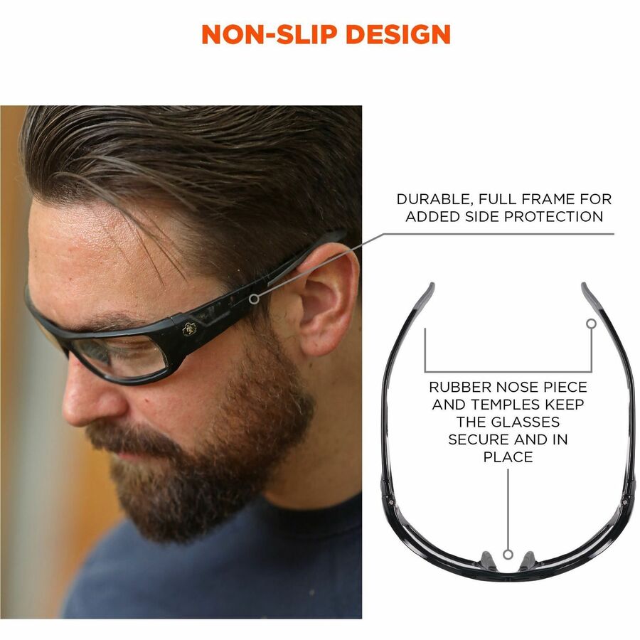 Ergodyne Skullerz Odin Anti-Scratch/Anti-Fog Safety Glasses, Translucent Lens, Matte Black Frame, Impact Resistant, Non-slip, Sweat Resistant, 1 Each