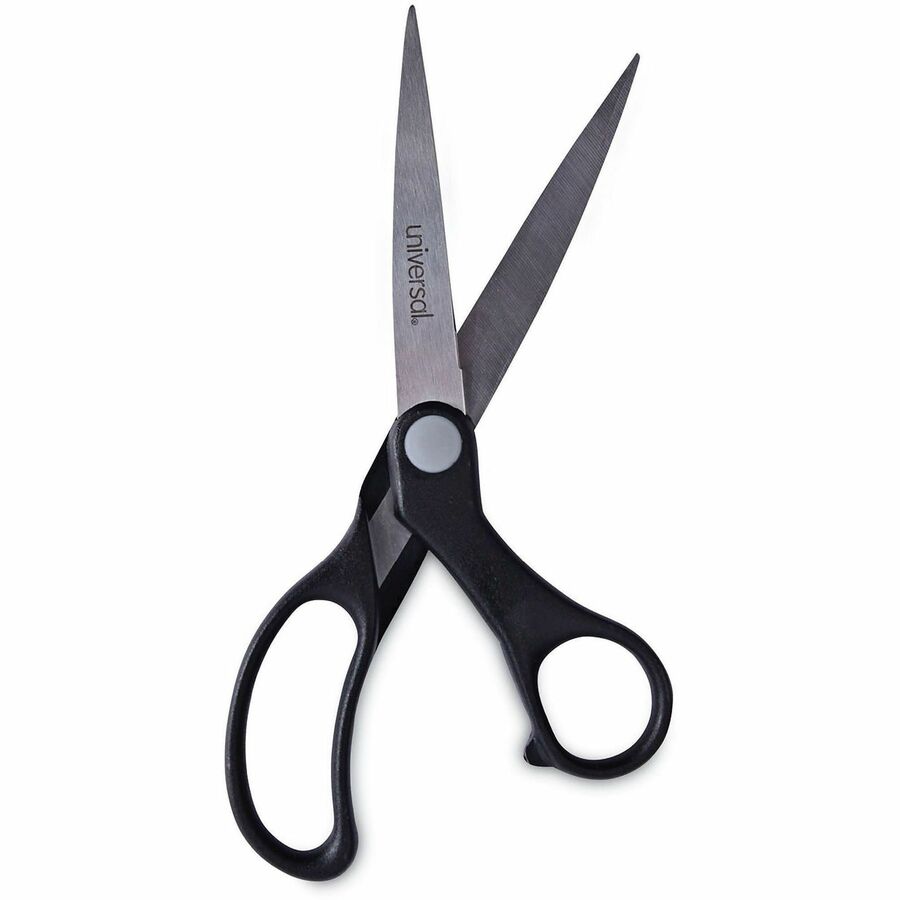 Universal Scissors - 3.75" Cutting Length - 8.5" Overall Length - Straight-left/right - Stainless Steel - Pointed Tip - Stainless Steel, Black - 1 Each