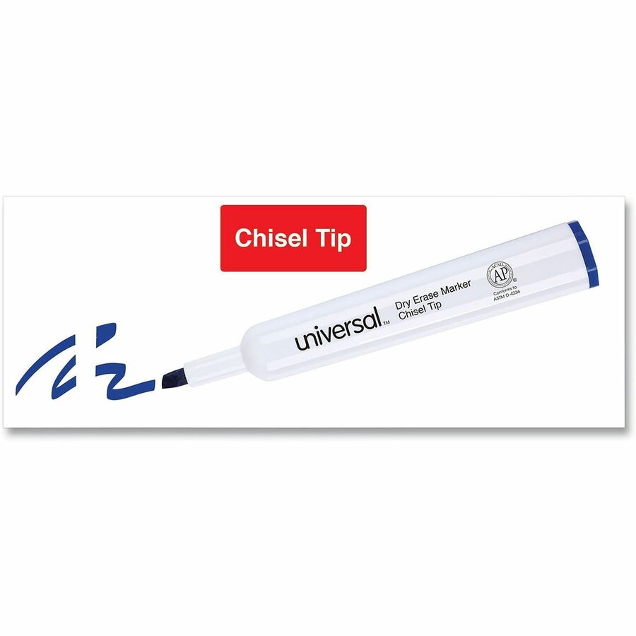 Universal Dry Erase Marker - Erasable - Blue Ink - Dry - Glass, Classroom, Home, Office - 1 Dozen