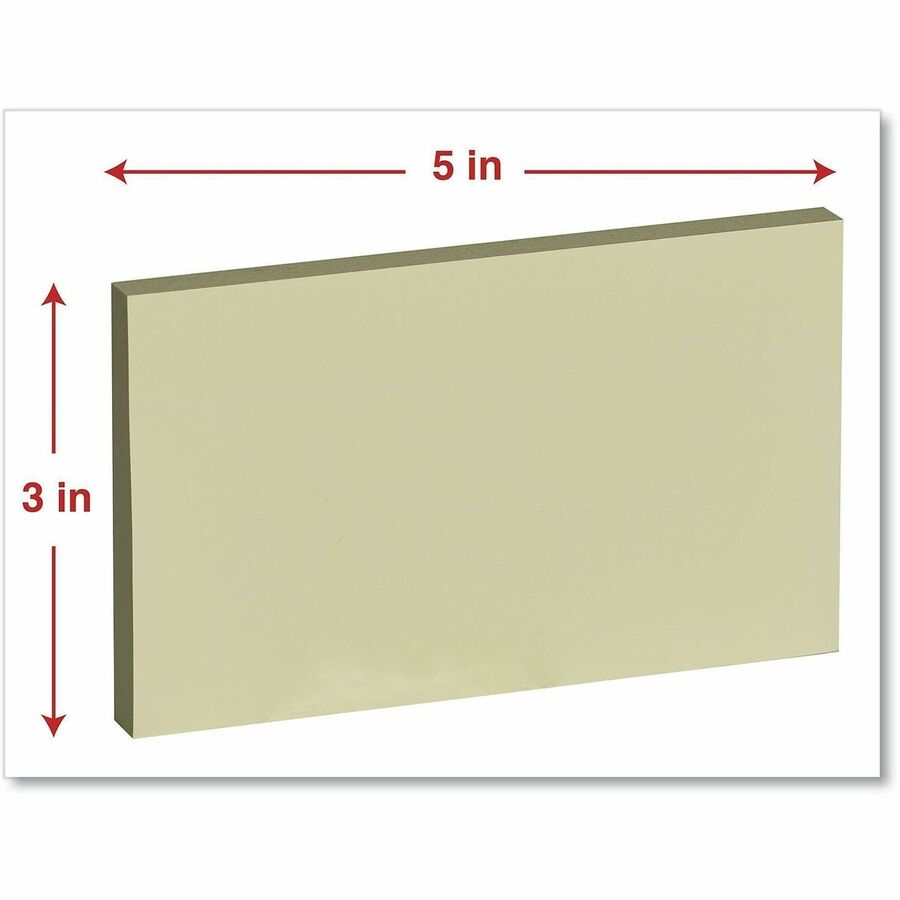 Universal Standard Self-Stick Pads - 1200 x Yellow - 3" Flag/Note Width x 5" Flag/Note Length - Rectangle - 100 Sheets per Pad - Unruled - Yellow - Self-stick, Residue-free - 12 Pads/Pack - 1 Pack