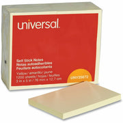 Universal Standard Self-Stick Pads - 1200 x Yellow - 3" Flag/Note Width x 5" Flag/Note Length - Rectangle - 100 Sheets per Pad - Unruled - Yellow - Self-stick, Residue-free - 12 Pads/Pack - 1 Pack