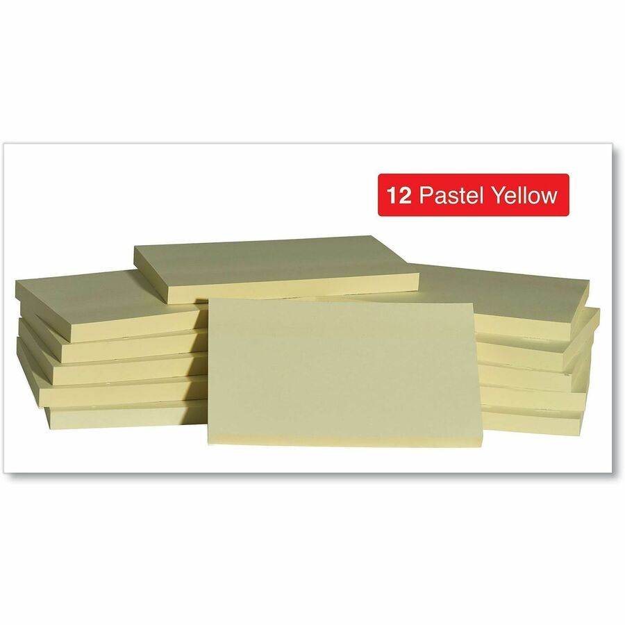 Universal Standard Self-Stick Pads - 1200 x Yellow - 3" Flag/Note Width x 5" Flag/Note Length - Rectangle - 100 Sheets per Pad - Unruled - Yellow - Self-stick, Residue-free - 12 Pads/Pack - 1 Pack