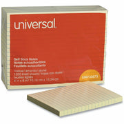 Universal Standard Self-Stick Pads - 1200 x Yellow - 4" Flag/Note Width x 6" Flag/Note Length - Rectangle - 100 Sheets per Pad - Ruled - Yellow - Self-stick, Residue-free - 12 Pads/Pack - 1 Pack