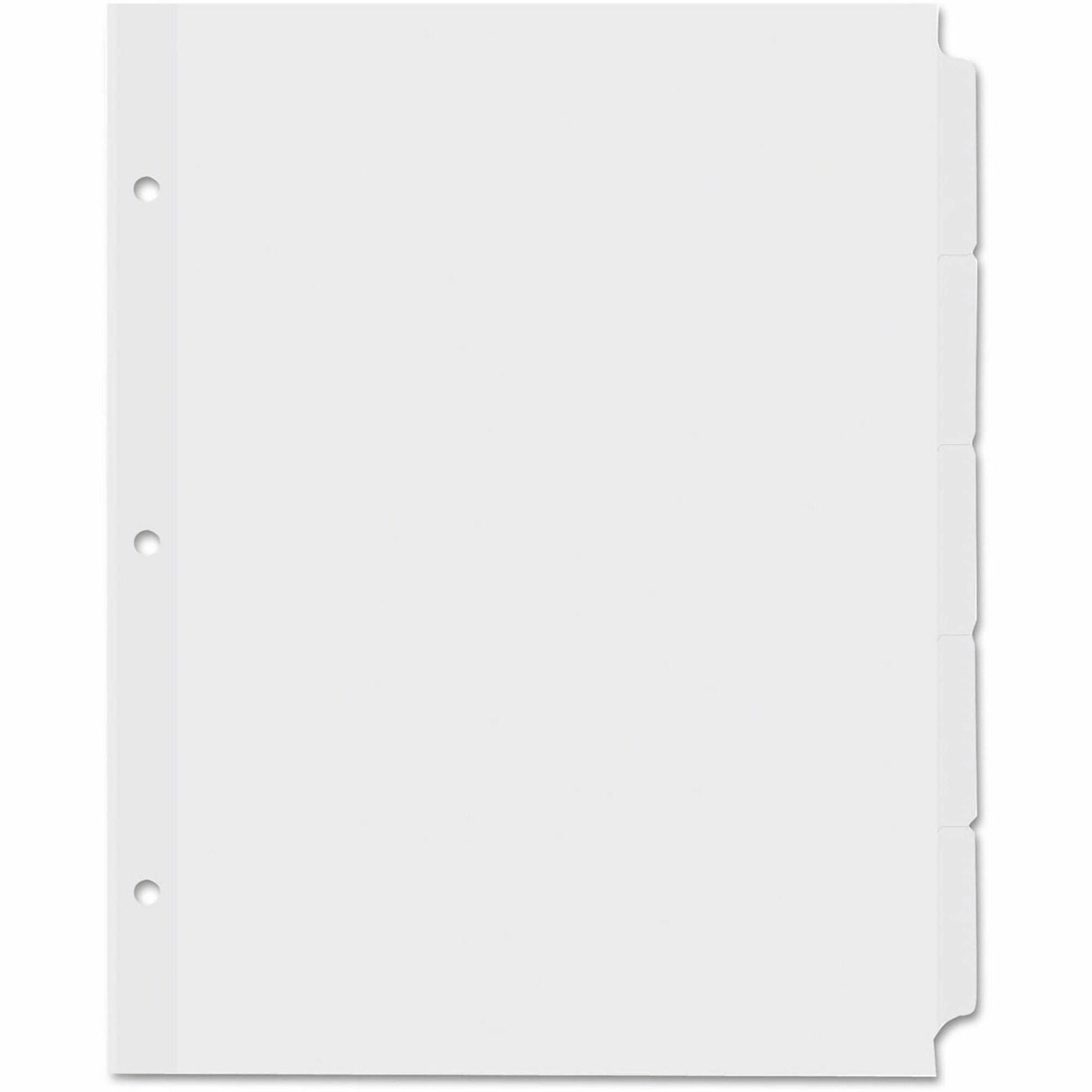 Side Tab(s) - 5 Tab(s)/Set - 8.5" Divider Width x 11" Divider Length - 3 Hole Punched - White Ledger Stock Divider - White Ledger Stock Tab(s) - Customizable, Punched, Reinforced Edges, Durable, Tear Proof - 36 Set