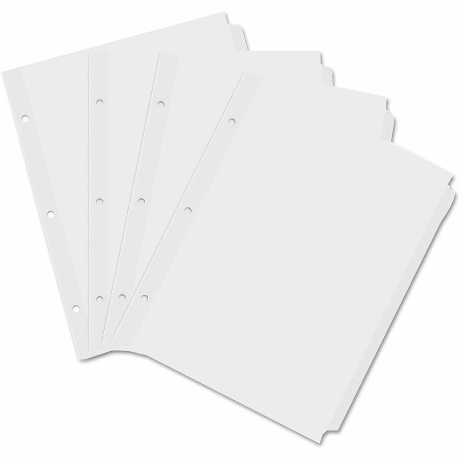 Side Tab(s) - 5 Tab(s)/Set - 8.5" Divider Width x 11" Divider Length - 3 Hole Punched - White Ledger Stock Divider - White Ledger Stock Tab(s) - Customizable, Punched, Reinforced Edges, Durable, Tear Proof - 36 Set