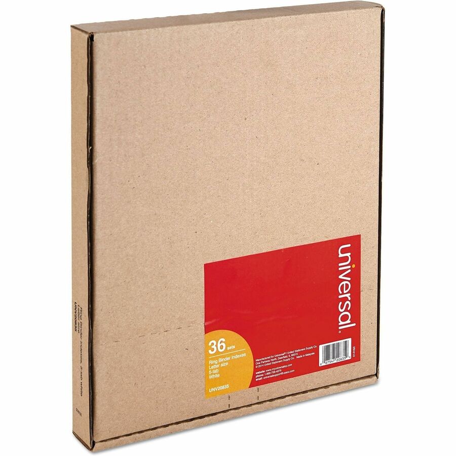 Side Tab(s) - 5 Tab(s)/Set - 8.5" Divider Width x 11" Divider Length - 3 Hole Punched - White Ledger Stock Divider - White Ledger Stock Tab(s) - Customizable, Punched, Reinforced Edges, Durable, Tear Proof - 36 Set