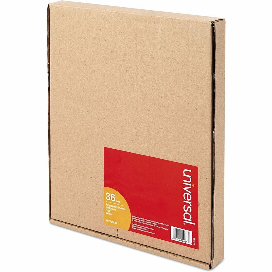 Side Tab(s) - 5 Tab(s)/Set - 8.5" Divider Width x 11" Divider Length - 3 Hole Punched - White Ledger Stock Divider - White Ledger Stock Tab(s) - Customizable, Punched, Reinforced Edges, Durable, Tear Proof - 36 Set