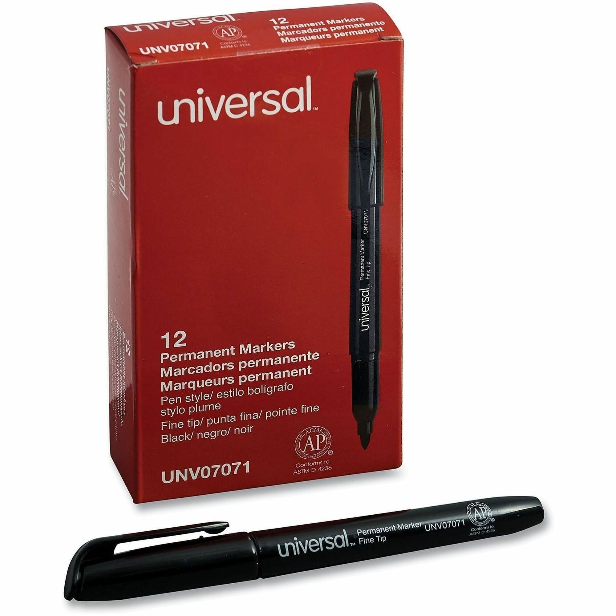 Universal Permanent Marker - Black Ink - Writing, Sketching, Classroom - 1 Dozen