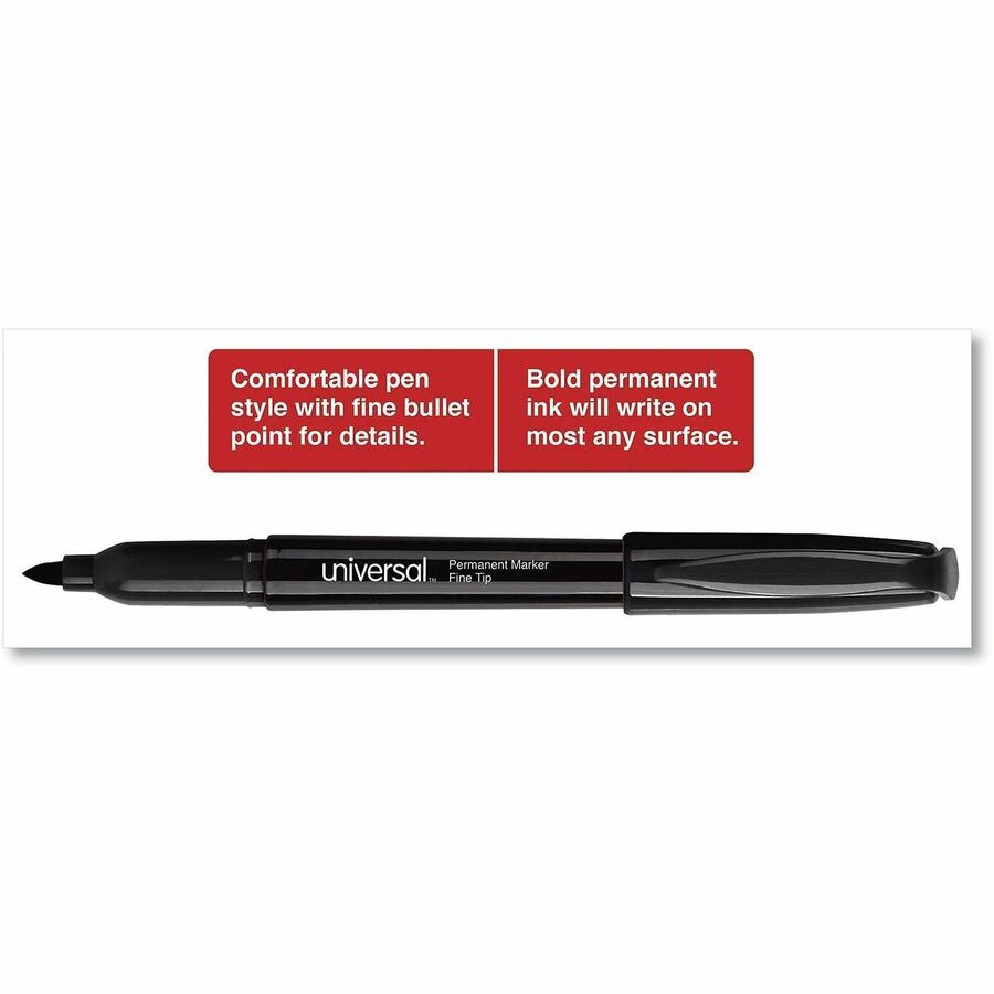 Universal Permanent Marker - Black Ink - Writing, Sketching, Classroom - 1 Dozen