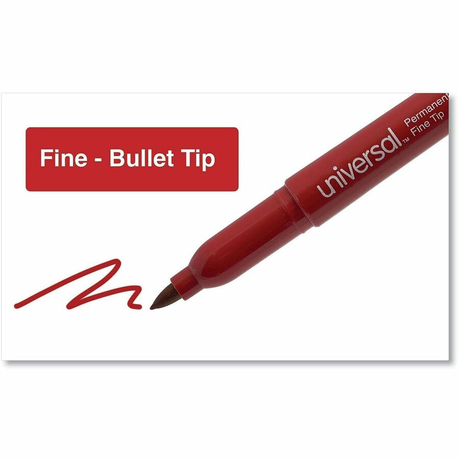 Universal Permanent Marker - Red Ink - Writing, Sketching, Classroom - 1 Dozen