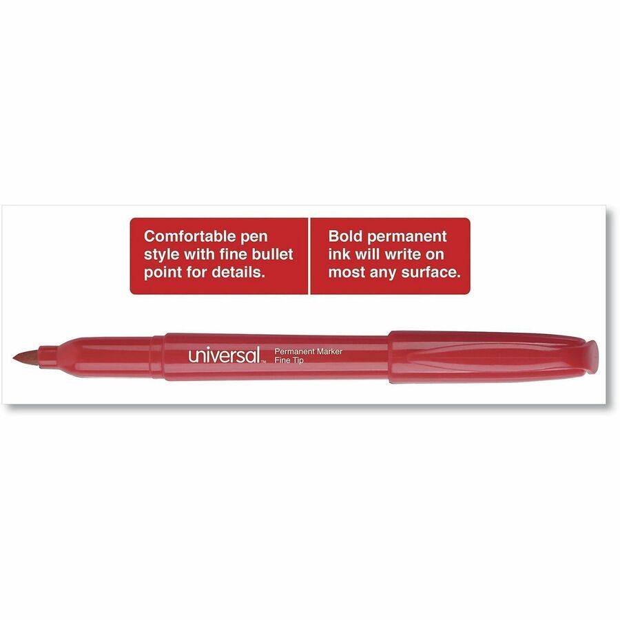 Universal Permanent Marker - Red Ink - Writing, Sketching, Classroom - 1 Dozen