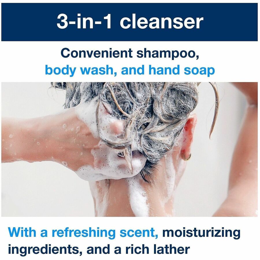 Clean Scent - 33.8 fl oz (1000 mL) - Bottle Dispenser - Hair, Body, Hotel, Spa, Skin, School - White - Moisturizing - Hygienic, Refillable, Perfumed - 6 / Case