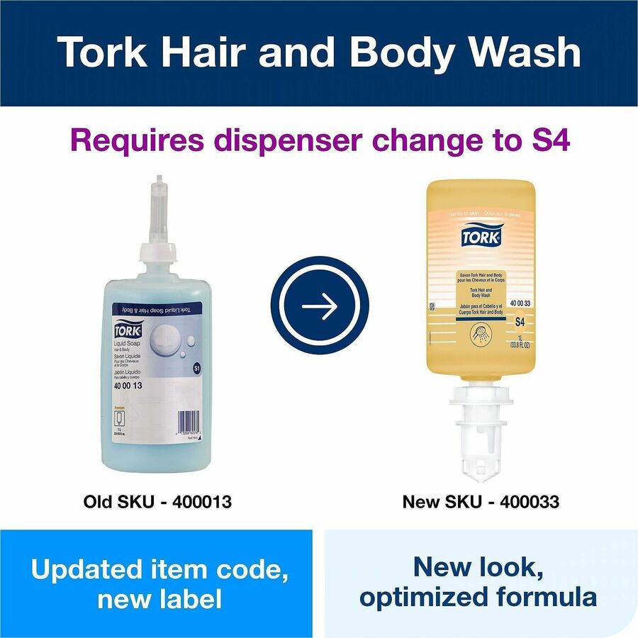 Clean Scent - 33.8 fl oz (1000 mL) - Bottle Dispenser - Hair, Body, Hotel, Spa, Skin, School - White - Moisturizing - Hygienic, Refillable, Perfumed - 6 / Case