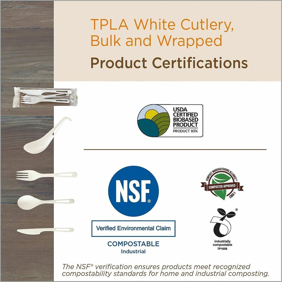 Fork - Fork - Dishwasher Safe - Talc-filled Polylactic Acid (TPLA) - Light Beige - 750 / Carton