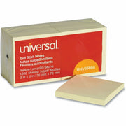 Universal Standard Self-Stick Pads - 1200 x Yellow - 3" Flag/Note Width x 3" Flag/Note Length - Square - 100 Sheets per Pad - Unruled - Yellow - Self-stick, Residue-free - 12 Pads/Pack - 1 Pack