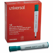 Universal Dry Erase Marker - Broad Chisel Marker Point - Erasable - Green Ink - Dry - Glass, Classroom, Home, Office - 1 Dozen