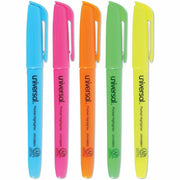 Universal Highlighter - Fluorescent Blue, Fluorescent Green, Fluorescent Orange, Fluorescent Pink, Fluorescent Yellow Ink - Blue, Green, Orange, Pink, Yellow Barrel - 5 / Set