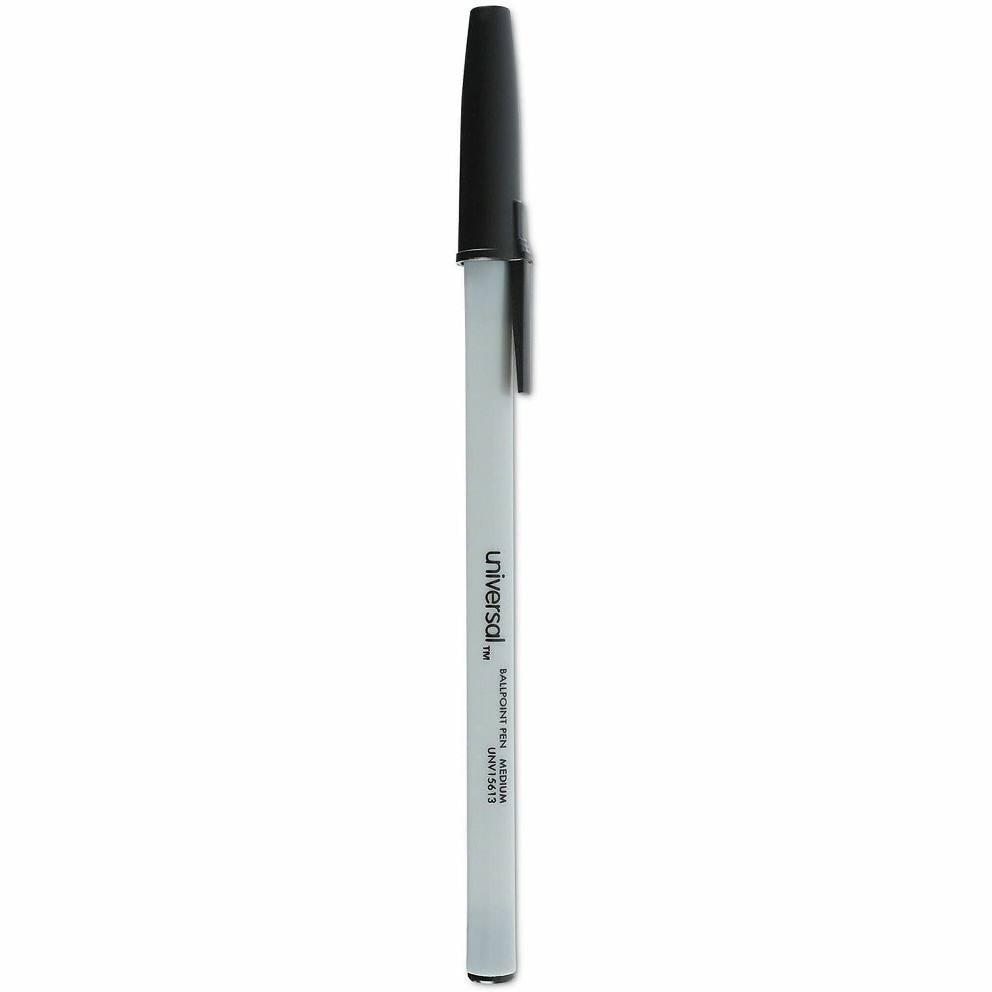1 mm Medium, Conical Pen Point - Black Ink - Oil Based - Gray Stick, Black Barrel - Office - 60 / Pack