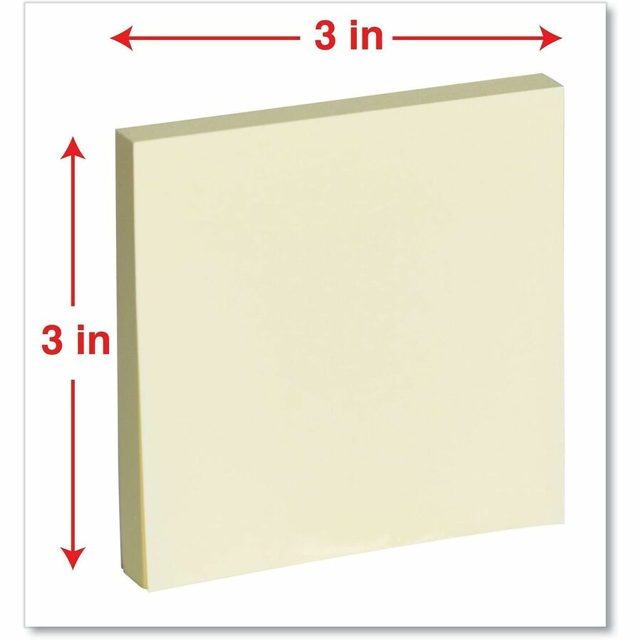 Universal Standard Self-Stick Pads - 1800 x Yellow - 3" Flag/Note Width x 3" Flag/Note Length - Square - 100 Sheets per Pad - Unruled - Yellow - Self-stick, Residue-free - 18 Pads/Pack - 1 Pack