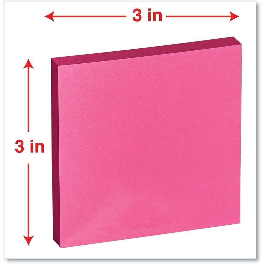 Universal Standard Self-Stick Pads - 1200 x Neon Assorted - 3" Flag/Note Width x 3" Flag/Note Length - Square - 100 Sheets per Pad - Unruled - Neon Pink, Neon Yellow, Electric Blue, Neon Green - Self-stick, Residue-free - 12 Pads/Pack - 1 Pack