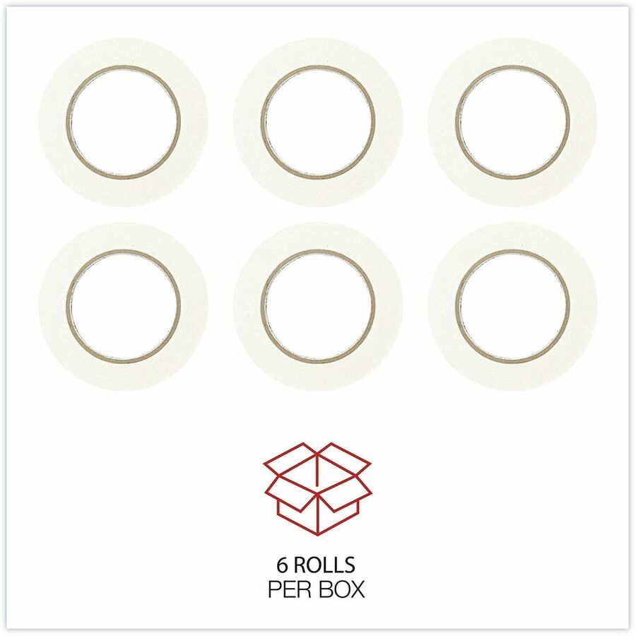 59.93 yd Length x 0.71" Width x 5.5 mil Thickness - 3" Core - Beige - Natural Rubber - Crepe Paper Backing - 6 / Pack