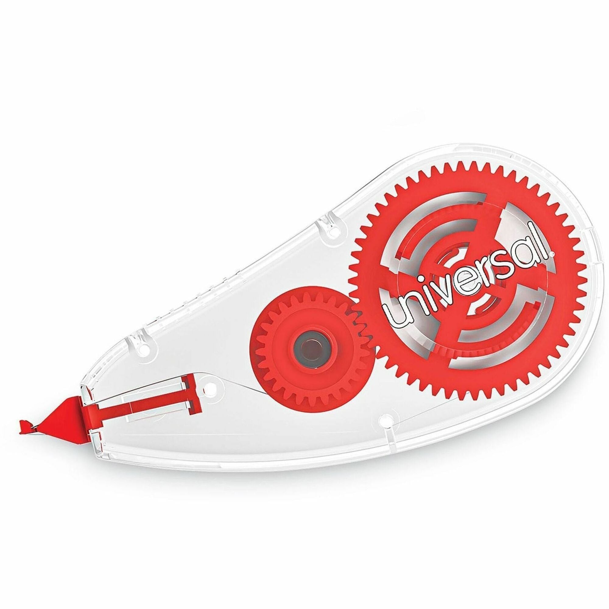 Universal Correction Tape - 0.20" Tape Width x 26.25 ft Tape Length - 1 Line(s) - White Tape - Clear, Red Dispenser - Easy to Use, Comfortable, Non-refillable - Plastic, Film - 2 / Pack