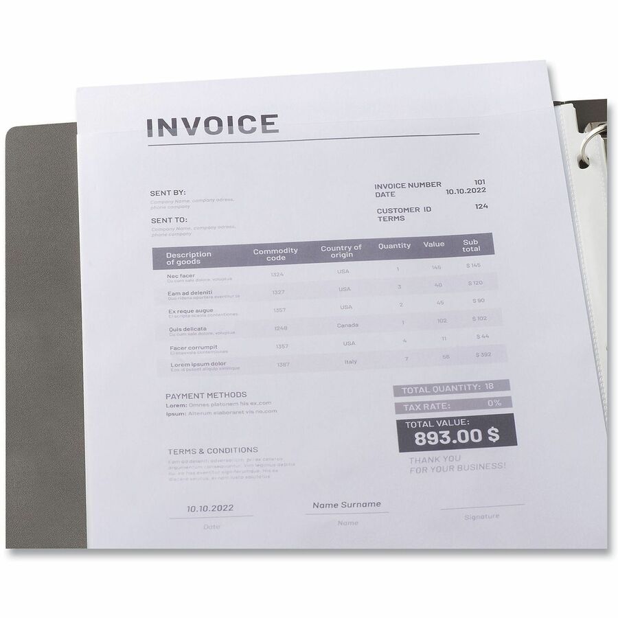 Universal Punched Ring Binder Sleeves, Letter Size, 3-Hole, Top Loading, Clear Polypropylene, 2 Sheet Capacity, 50/Pack, 1 Pack