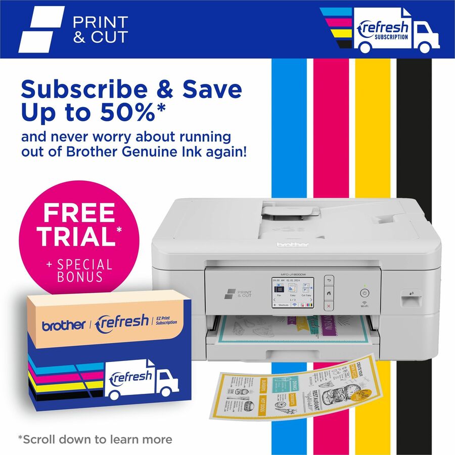 Copier/Fax/Printer/Scanner - 6000 x 1200 dpi Print - Automatic Duplex Print - Color Flatbed Scanner - 1200 x 600 dpi Optical Scan - Wireless LAN - Wi-Fi Direct, Brother Mobile Connect, Apple AirPrint, Mopria - USB - For Plain Paper Print - 1 Each