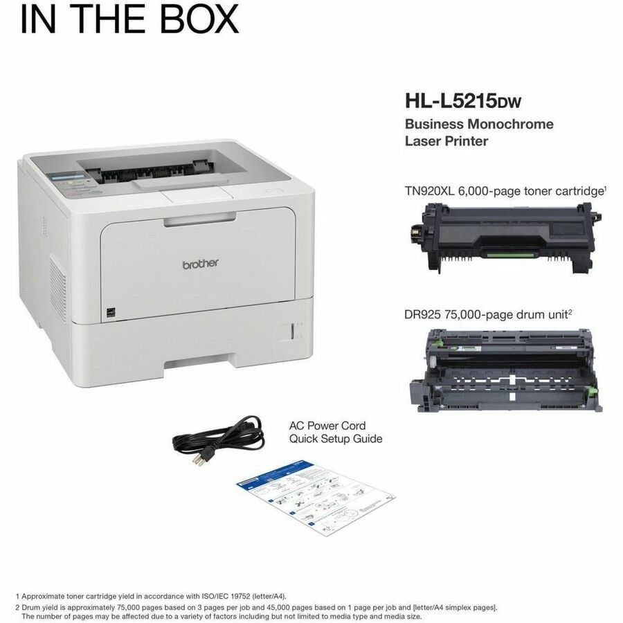 Brother HL-L5215DW Desktop Wireless Laser Printer - Monochrome