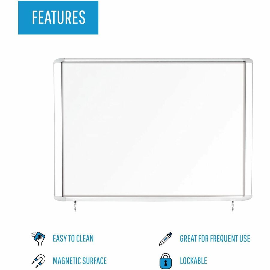 MasterVision Water-Resistant Enclosed Dry-Erase Board - 30" (2.5 ft) Width x 26.5" (2.2 ft) Height - White Lacquered Steel Surface - Anodized Aluminum Aluminum Frame - Rectangle - Magnetic - 1 Each
