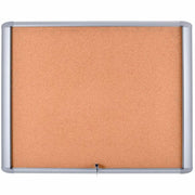MasterVision Water-Resistant Enclosed Corkboard - 30" Board Height x 26.50" Board Width x 0.70" Board Depth - Light Brown Cork Surface - Water Resistant - Gray Anodized Aluminum Frame - 32" Height x 27" Width - 1 Each