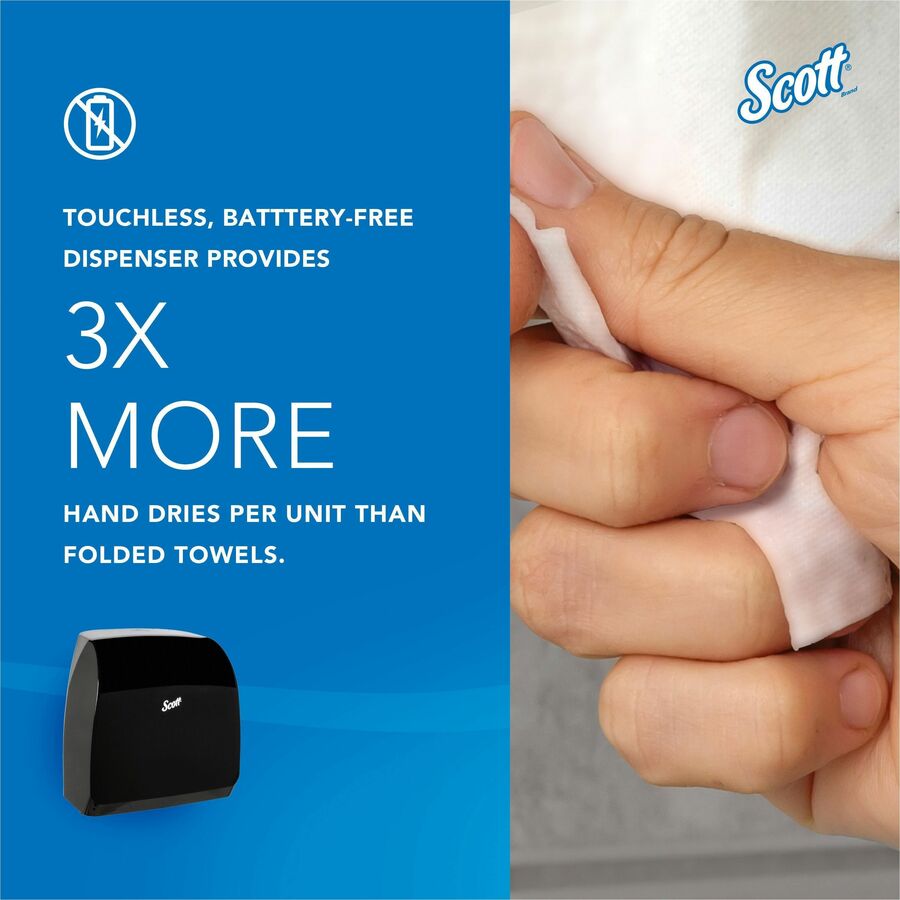 Scott Slimroll Towel Dispenser - 13" Height x 12.7" Width x 7.2" Depth - Plastic - Black - Hygienic, Compact, Wall Mountable, Touch-free - 1 Carton