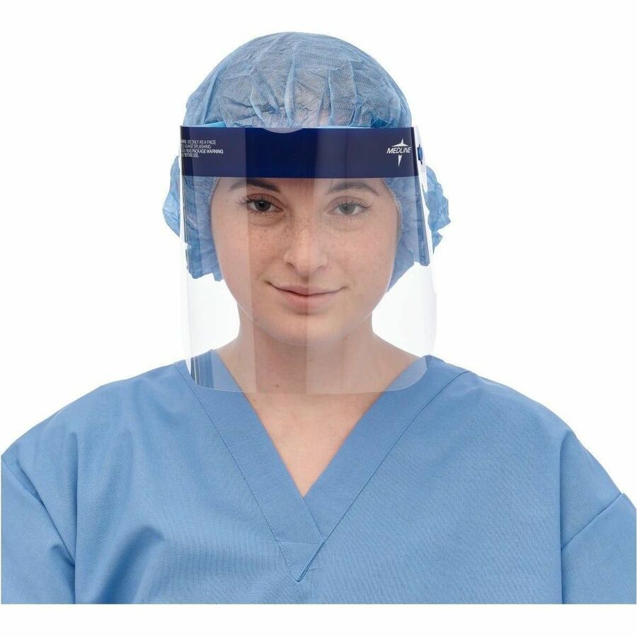 Medline Disposable Full-Length Face Shields - Fog, Splash Protection - Foam, Elastic - Disposable, Lightweight, Anti-fog, Latex-free - 24 / Box