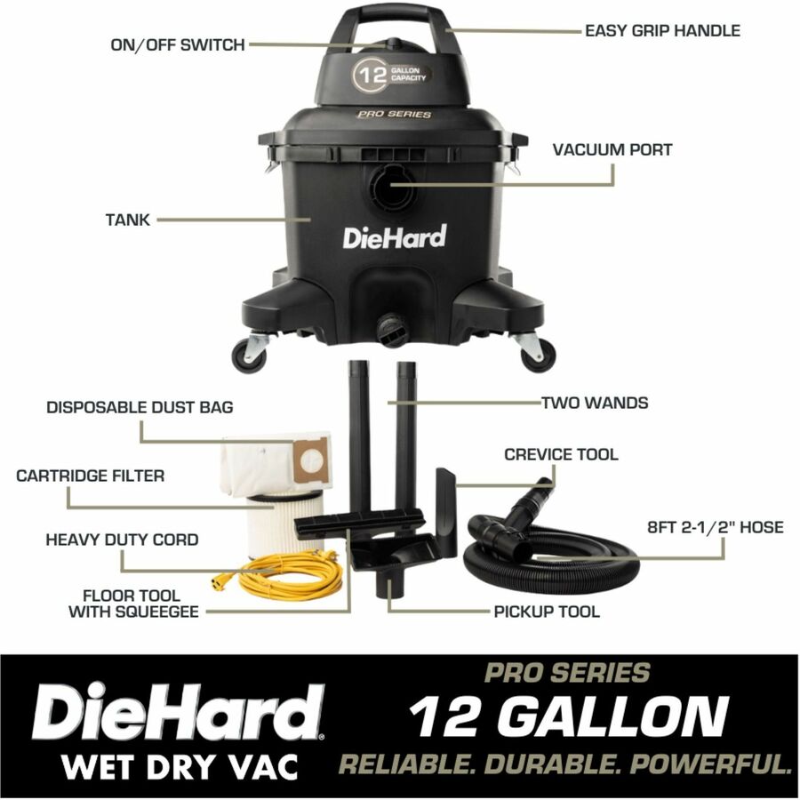 DieHard 12-Gallon 6 HP Pro Series Wet/Dry Vacuum