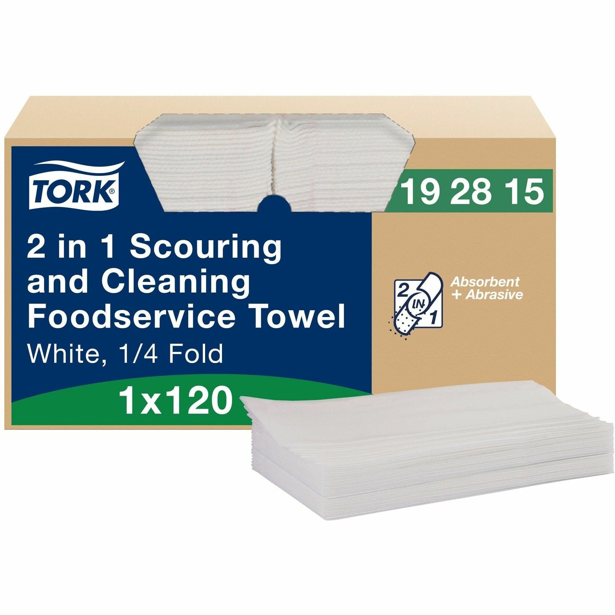 For Surface, Food Service, Countertop, House - Towel - Non-scratching, Absorbent, Abrasive, Reusable, Soft, Flexible, Easy to Use, Durable, Tear Resistant, Quarter-fold - White - 120 Sheets - 1 Box