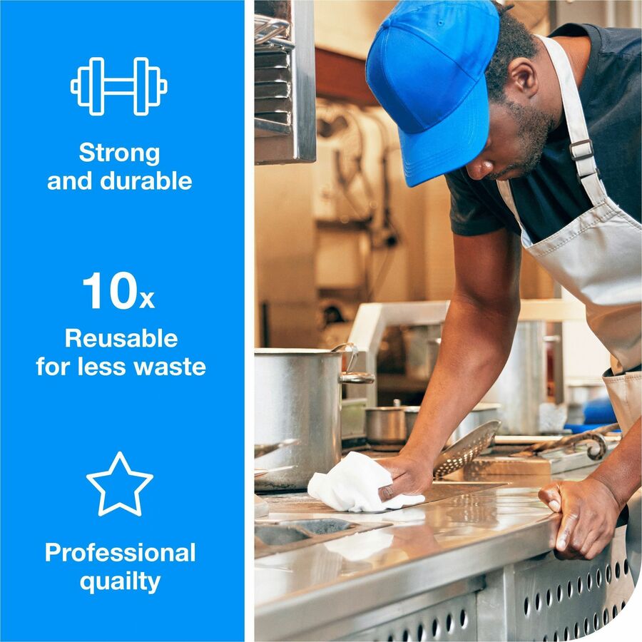 For Surface, Food Service, Countertop, House - Towel - Non-scratching, Absorbent, Abrasive, Reusable, Soft, Flexible, Easy to Use, Durable, Tear Resistant, Quarter-fold - White - 120 Sheets - 1 Box