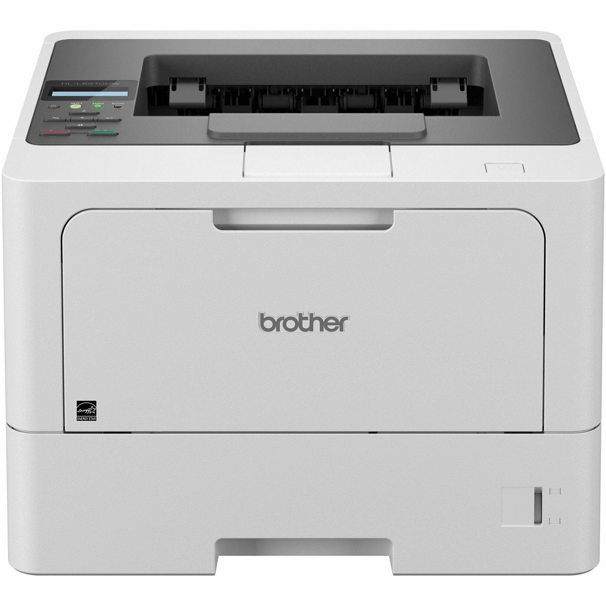 Brother HL-L5210DW Monochrome Wireless Laser Printer, 48 ppm, 1200 x 1200 dpi, Automatic Duplex, 250-Sheet Input, Ethernet, Wi-Fi, 1 Each
