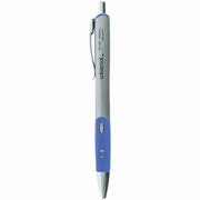 Universal Comfort Grip Gel Pen - Retractable - Blue Ink - Water Based - Gray, Blue, Silver Barrel - 1 Dozen