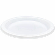 Genuine Joe 7" Disposable Plastic Plates - Picnic, Party, Breakroom - Disposable - White - Plastic Body - Round - 125/Pack - 8 / Carton