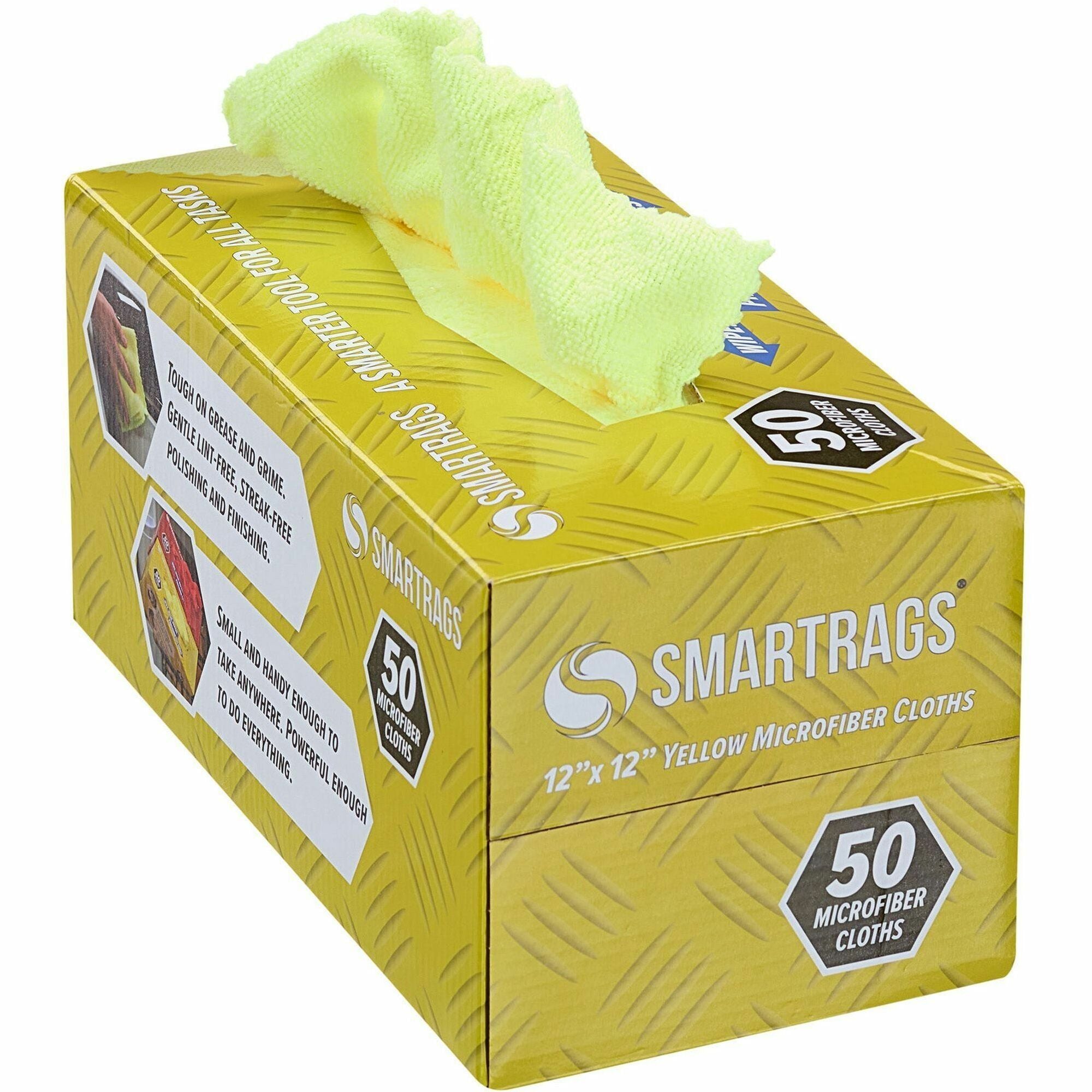 Monarch Smart Rags Microfiber Cloths, Blue, 12" x 12", Reusable, Streak-free, Lint-free, Dirt & Grime Resistant, 50 Cloths per Box