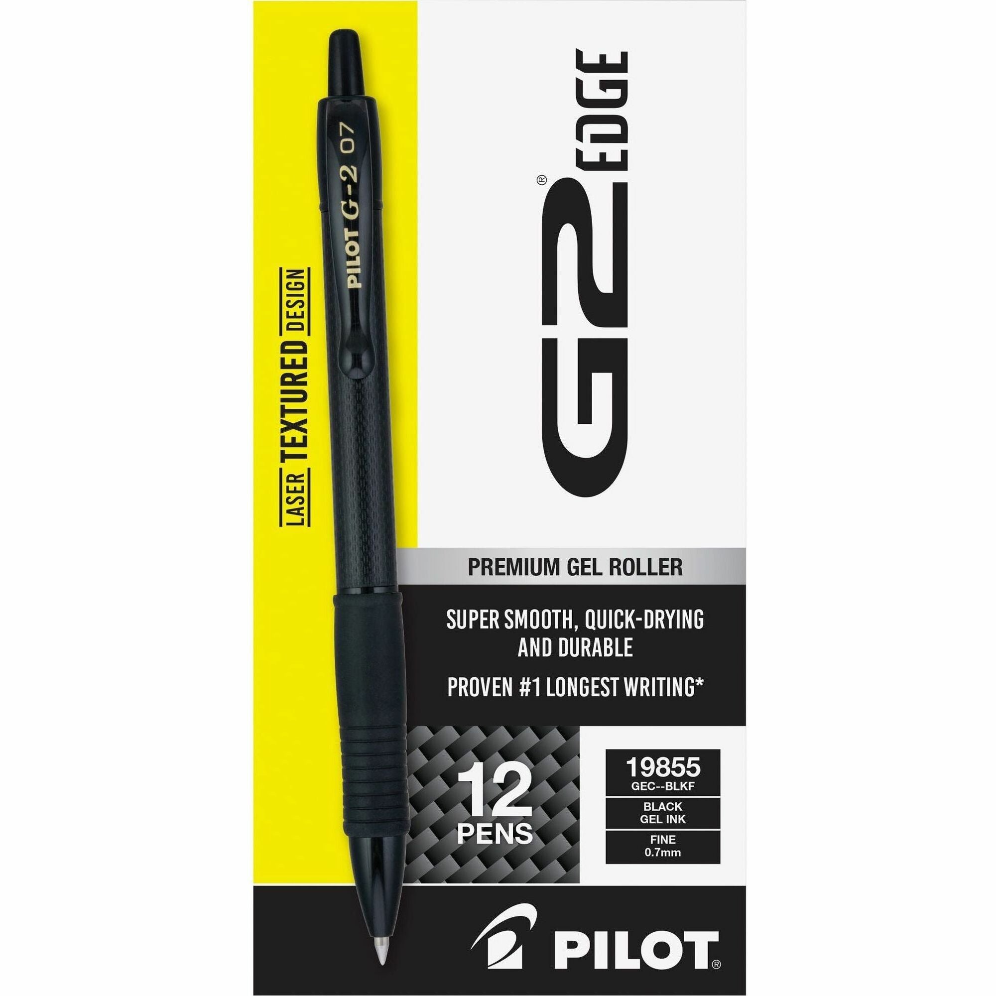 Pilot Gel Pens - 0.7 mm Fine Pen Point - Refillable - Black Ink - Gel-based - Tungsten Carbide Tip - 1 Dozen
