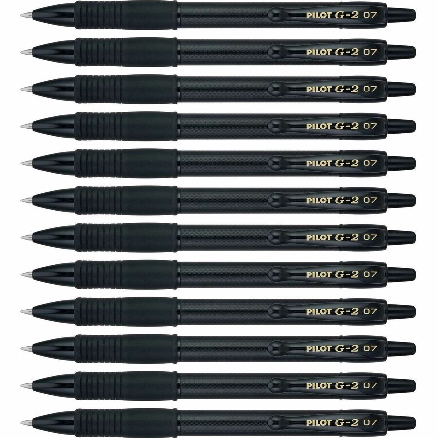 Pilot Gel Pens - 0.7 mm Fine Pen Point - Refillable - Black Ink - Gel-based - Tungsten Carbide Tip - 1 Dozen