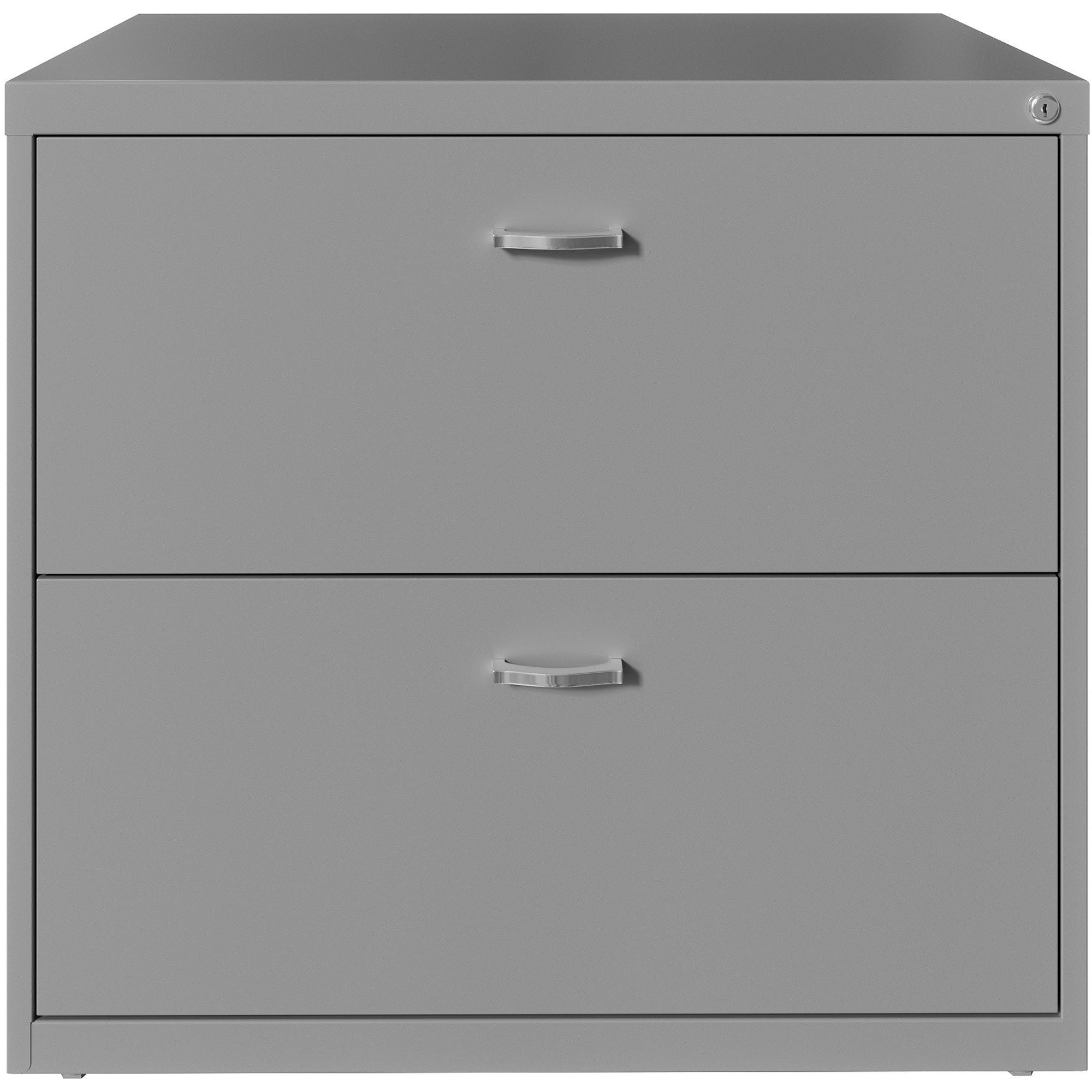 NuSparc 2-Drawer Lateral File, 30" W x 17.6" D x 27.7" H, Steel, Gray, Letter Size, Lateral, Interlocking, Anti-tip, Ball Bearing Slide, Removable Lock, Adjustable Leveling Glide, 1 Each