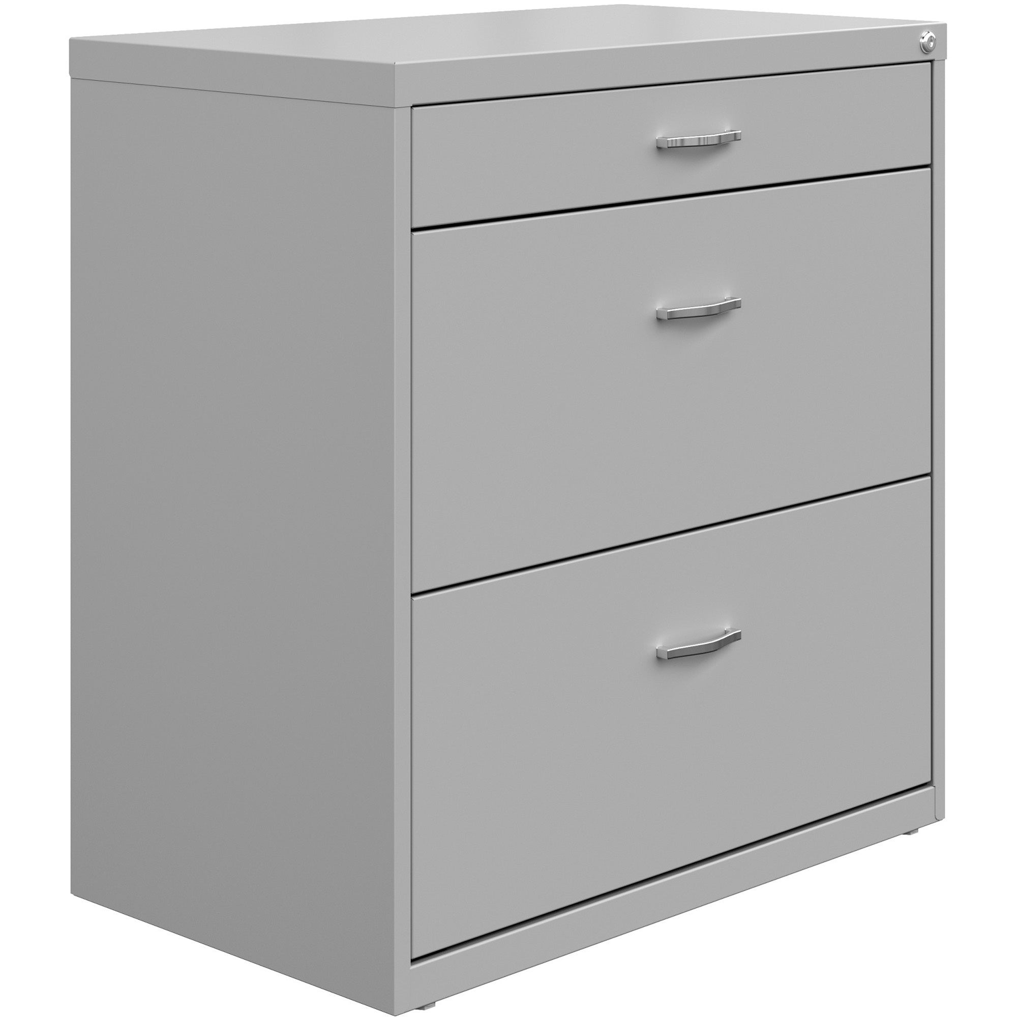 NuSparc Pencil Drawer Lateral File, 2 Drawers, Letter Size, Lateral, 30" W x 17.6" D x 31.7" H, Steel, Silver, 1 Each