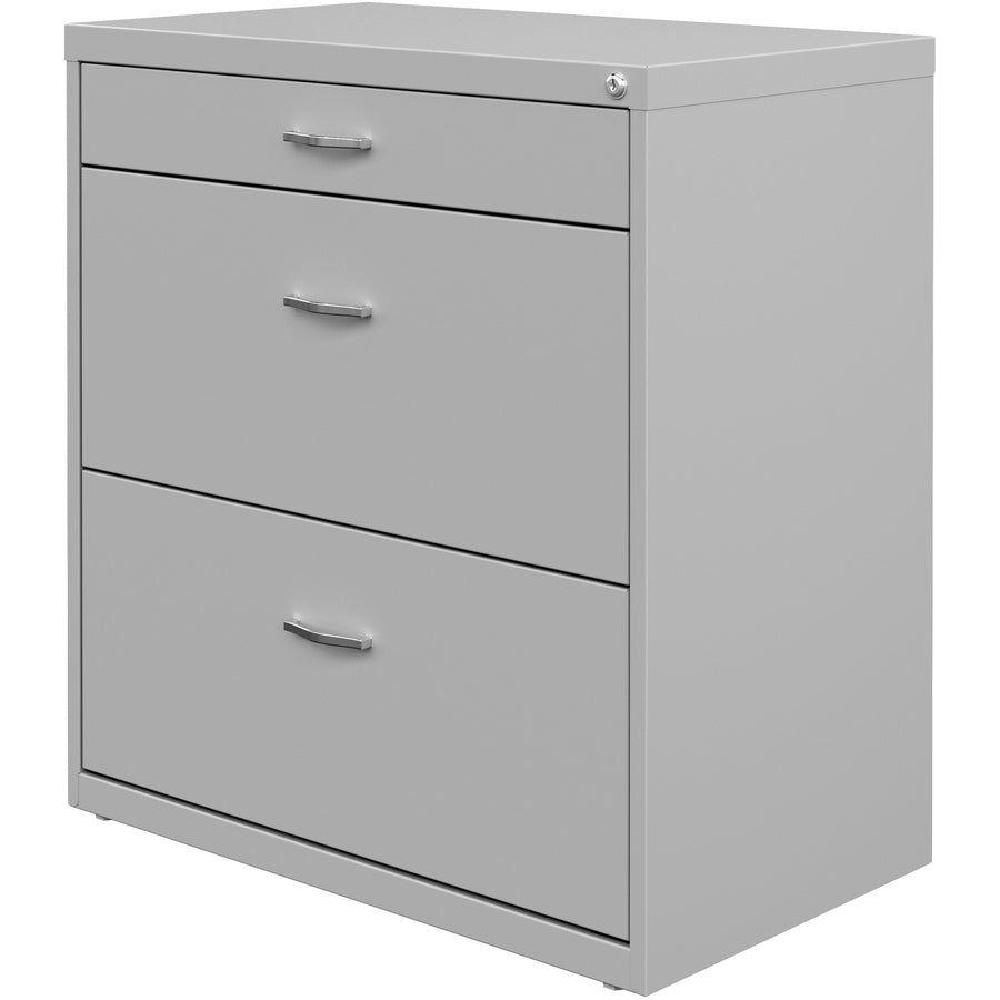 NuSparc Pencil Drawer Lateral File, 2 Drawers, Letter Size, Lateral, 30" W x 17.6" D x 31.7" H, Steel, Silver, 1 Each