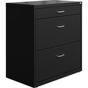 NuSparc Pencil Drawer Lateral File, 2 Drawers, Letter Size, Lateral, 30"W x 17.6"D x 31.7"H, Steel, Black, 1 Each