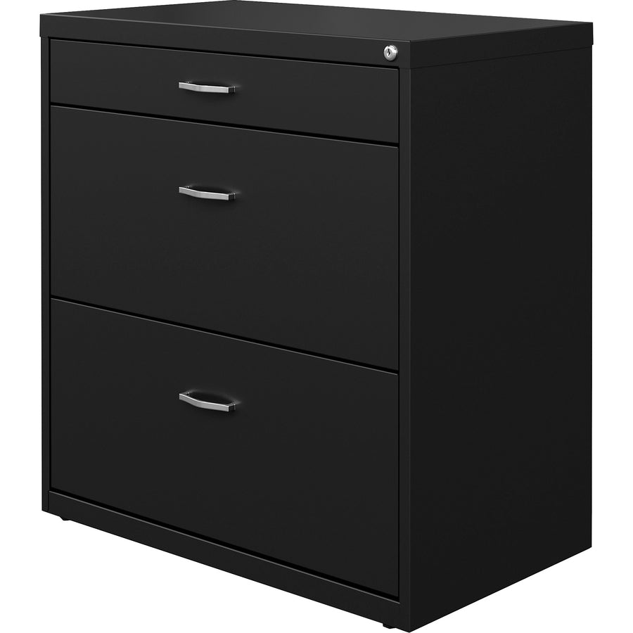 NuSparc Pencil Drawer Lateral File, 2 Drawers, Letter Size, Lateral, 30"W x 17.6"D x 31.7"H, Steel, Black, 1 Each