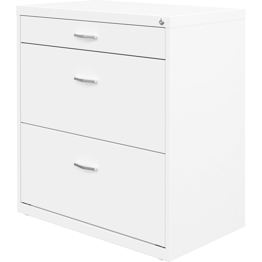 NuSparc Pencil Drawer Lateral File, 2 Drawers, Letter Size, Lateral, Steel, White, 30" W x 17.6" D x 31.7" H, 1 Each