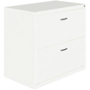 NuSparc 2-Drawer Lateral File, 30"W x 17.6"D x 27.7"H, Letter Size, Lateral, Steel, White, Interlocking, Anti-tip, Ball Bearing Slides, Removable Lock, Adjustable Leveling Glides, 1 Each