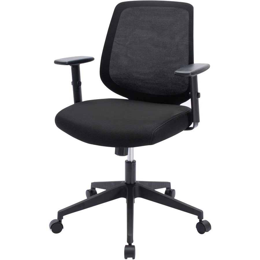 NuSparc Mid-Back Task Chair - Fabric Back Material - Mid Back - 5-star Base - Black - Armrest - 1 Each
